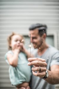 dad playing with daughter using a sparker, fun, How to help your child cope with separation anxiety blog, Counseling center at cinco ranch, begin counseling in katy texas, fulshear texas, richmond texas